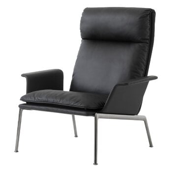 Armchairs & lounge chairs, Muno LN17 lounge chair with arms, high, dark chrome - black Noble leather, Black