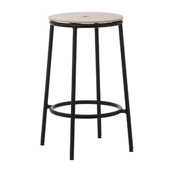 Sedie e sgabelli da bar, Sgabello da bar Circa, 65 cm, acciaio nero - rovere, Nero