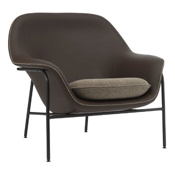 Normann Copenhagen Drape lounge chair, low, brown leather - Hallingdal 270 - black
