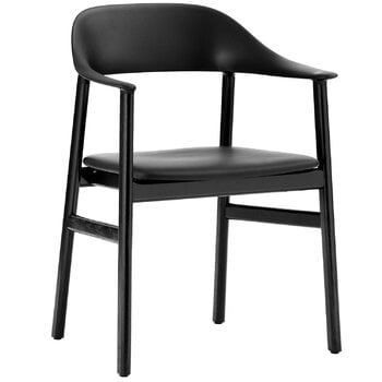 Normann Copenhagen Herit Sessel, schwarze Eiche - schwarzes Leder