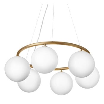 Lampade a sospensione, Lampada a sospensione Miira 6 Circular, ottone - opale, Bianco