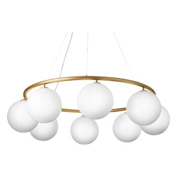 Pendant lamps, Miira 8 Circular pendant, brass - opal white, White