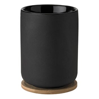 Cups & mugs, Theo thermo cup with coaster, 0.25 L, black, Black