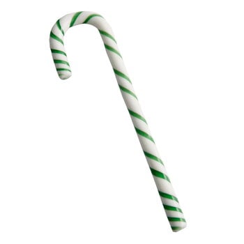 Decorative objects, Polka candy cane glass ornament, 170 mm, white - green, White