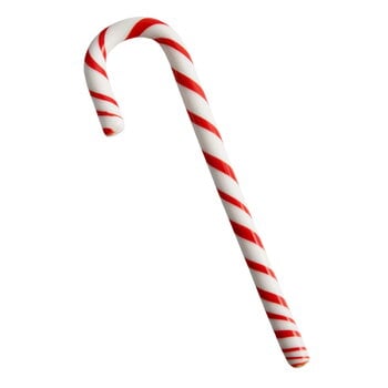 Decorative objects, Polka candy cane glass ornament, 170 mm, white - red, White