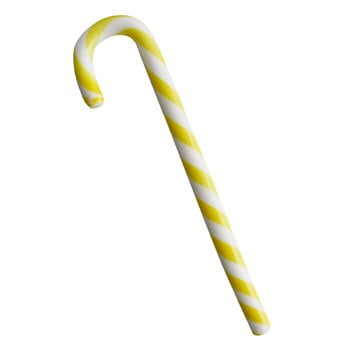 Oggetti decorativi, Decorazione in vetro Polka a bastoncino di zucchero, 170 mm, bianco-giallo, Bianco