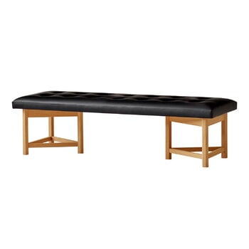 Ornäs Kolmiojalka bench, 180 cm, oak - black leather