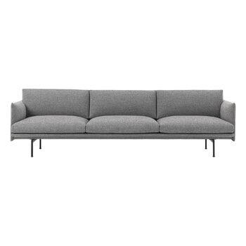 Muuto Outline sofa, 3 1/2 seater, black metal - Hallingdal 166, product image