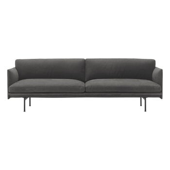 Muuto Outline sofa, 3 seater, Grace leather grey - black