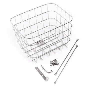 Ciclismo, Cestino Stainless Front Basket, acciaio inox lucidato, Argento