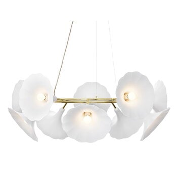 Lampade a sospensione, Lampada a sospensione Petalii 10, bianco - ottone lucidato, Bianco