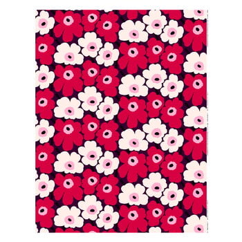 Marimekko Pieni Unikko fabric, white - red | Finnish Design Shop
