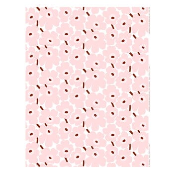 Marimekko fabrics, Mini Unikko cotton fabric, white - pink - brown red, Red