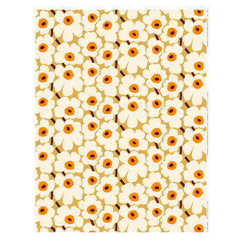 Marimekko Tessuto in cotone Pieni Unikko, caramello - crema - arancione, immagine prodotto