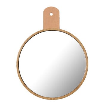FDB Møbler Q5 Allé spegel, ek - naturellt läder