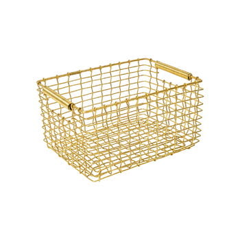 Metal baskets, Rectangular 15 wire basket, brass, Gold