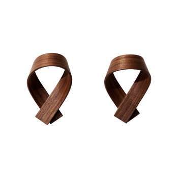 Wall hooks, Ribbon coat hook, 2 pcs, walnut, Brown