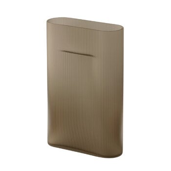 Vases, Ridge vase, 35 cm, taupe frosted glass, Beige