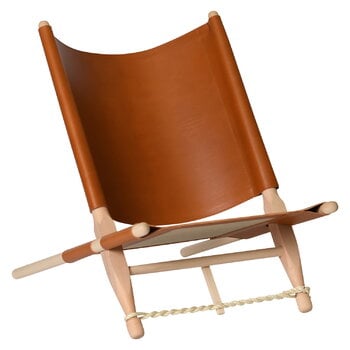 Fauteuils, Chaise safari OGK, hêtre - cuir cognac, Marron