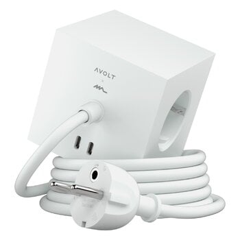 Extension cords, Square 1 USB-C extension cord, 1,8 m, opal white, Avolt x Martinelli Luce, White