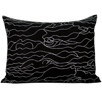Saana ja Olli Fodera per cuscino Rakkauden meri, 60 x 80 cm, nero - bianco