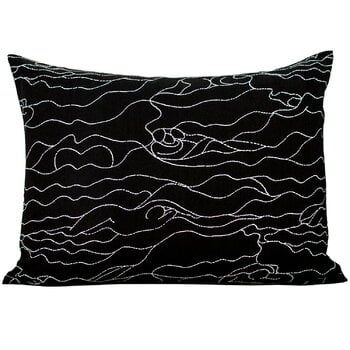 Saana ja Olli Housse de coussin Rakkauden meri, 60 x 80 cm, noir - blanc