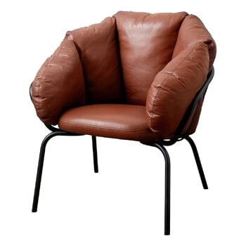 Maze Same Easy armchair, black - brown leather