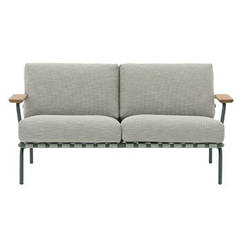 Outdoor sofas, Settle Outdoor sofa, 2-seater, Ribbed Weave 2 - dark green, Gray