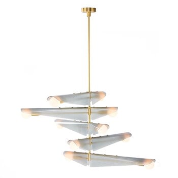 Pendant lamps, Sycamore chandelier, 10 sphere, brass - dawn grey, Gray