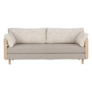 Sofa beds, ON2 Wood sofa bed, soap waxed oak - Marimekko Piirto Unikko - Diamonds 289, Beige