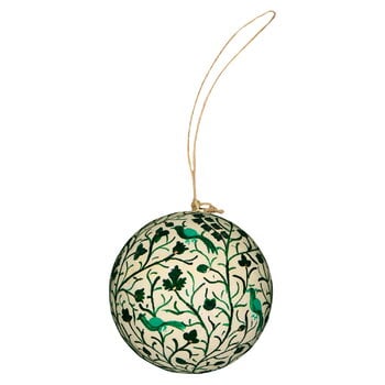 Holiday decorations, Birds bauble, green, White
