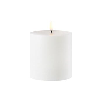 Candles, Outdoor LED pillar candle, 8,4 x 10 cm, white, White