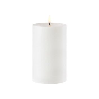 Candele, Candela a colonna LED Outdoor, 8,4 x 15 cm, bianca, Bianco