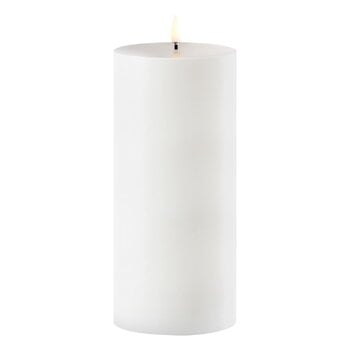 Candles, Outdoor LED pillar candle, 8,4 x 20 cm, white, White