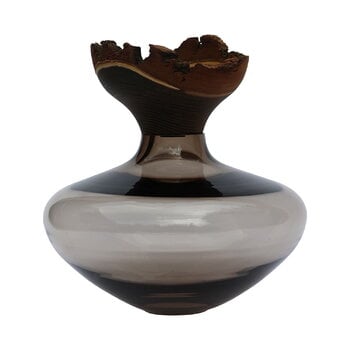 Objets d’art en verre, Vase empilable Bloom, 26 x 26 cm, fumée, Gris