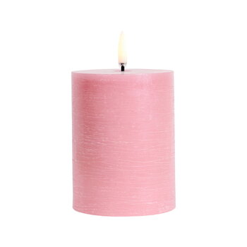 Uyuni Lighting LED pillar candle, 7,8 x 10 cm, rustic texture, dusty rose