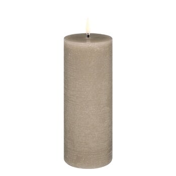 Uyuni Lighting LED pillar candle, 7,8 x 20 cm, rustic texture, sandstone