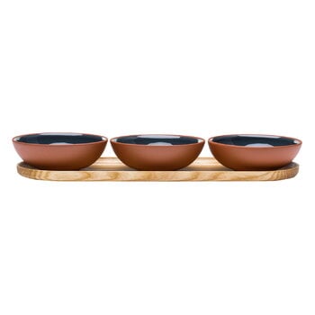 Vaidava Ceramics Earth, skål 0,2 l, 3-pack + bricka, grå