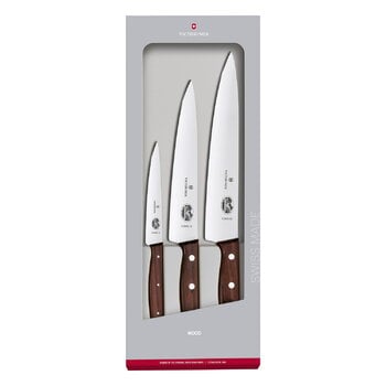 Victorinox Wood kokkiveitsisetti, 3 osaa, lahjapakkaus, tuotekuva