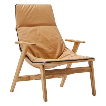 Viccarbe Fauteuil Ace, chêne mat - cuir ocre