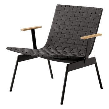 Patio chairs, Ville AV45 outdoor lounge chair with arms, warm black, Black