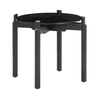 Wendelbo Notch side table, round, S, black glass-black stained oak