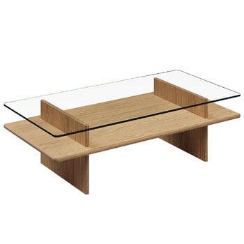 Coffee tables, Parallel coffee table, 60 x 120 cm, white lacquered oak, Transparent