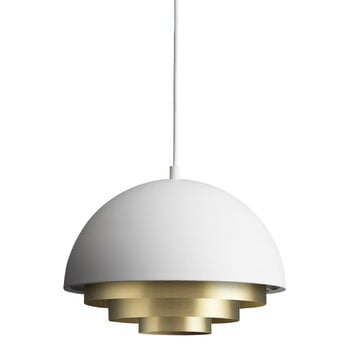 Lampade a sospensione, Lampada a sospensione Milieu Colour Mini, bianco opaco - ottone, Bianco