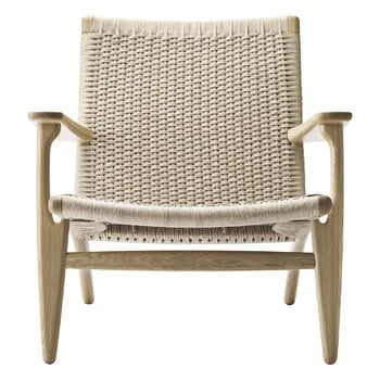 Carl Hansen & Søn CH25 lounge chair, white oiled oak - natural cord