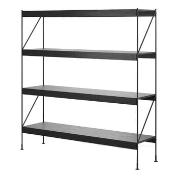 Librerie, Zet Storage System, H158, acciaio nero - rovere nero, Nero