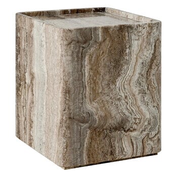 GUBI Pietra side table, 33 x 33 x 40 cm, sepia travertine, product image