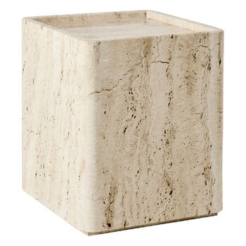 GUBI Pietra side table, 33 x 33 x 40 cm, neutral white travertine, product image