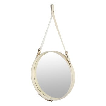 Specchi da parete, Specchio Adnet, M, pelle color crema, Bianco
