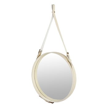 Wall mirrors, Adnet mirror, M, cream leather, White